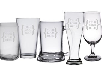 Custom Designed Glasses ,Custom Logo Glass, Custom Beer Glass, Personalized Glass, Monogrammed Glass, Engraved Glass, College Logo Glass