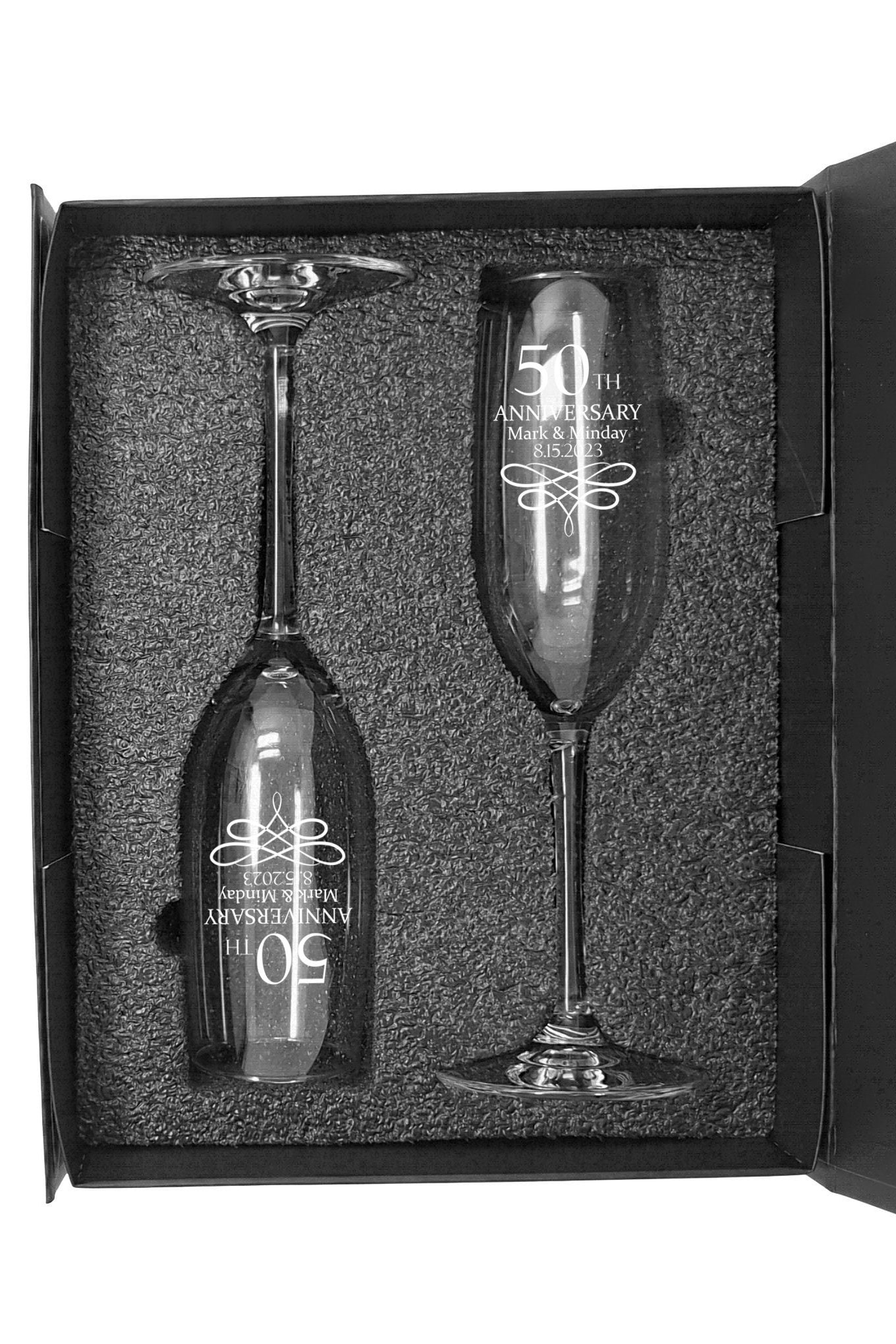 Anniversary Gifts Etched Champagne Glasses Personalized Etsy