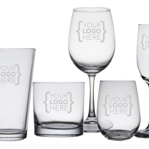 Custom Designed Glasses Custom Logo Glass Etched Glassware Etsy