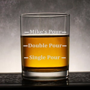 Personalized Custom Pour Line Etched Whiskey Glass, Gift For Whiskey Drinker, Funny Whiskey Glass, My Pour Line Glass