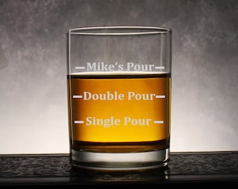 Personalized Custom Pour Line Etched Whiskey Glass, Gift For Whiskey Drinker, Funny Whiskey Glass, My Pour Line Glass