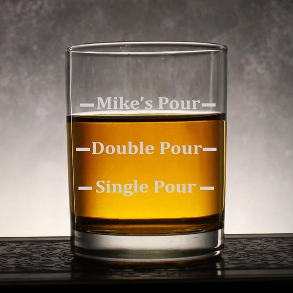 Personalized Custom Pour Line Etched Whiskey Glass, Gift For Whiskey Drinker, Funny Whiskey Glass, My Pour Line Glass