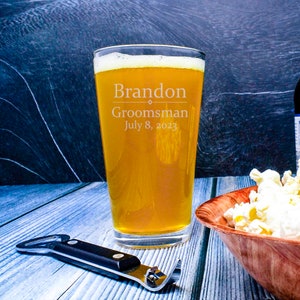 Personalized Beer Glass, Custom Pint Glass, Engraved Beer Glasses, Etched Beer Glass, Groomsman Gift, Beer Lover Gift, Boyfriend Gift