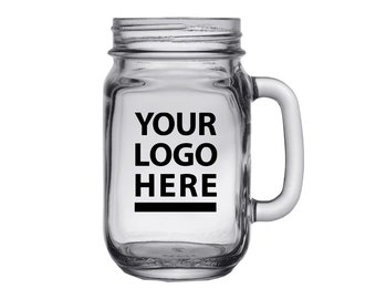 24 Custom Printed Mason Jars, Personalized Mason Jars, Your Logo Mason Jars, Appreciation Gifts for Employees, Wedding Favors for Guest