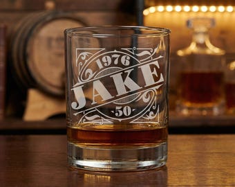 50th Birthday Gift for Man - Engraved -  50th Birthday Glass - Birthday Gift - Birthday Whiskey Glass - 1976 Birthday - Father Birthday Gift