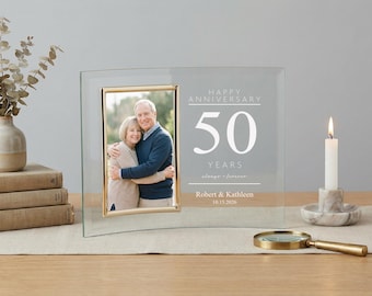 Anniversary Gifts, Etched Glass Photo Frame, Personalized Anniversary Gift For Wife, 50th Anniversary For Parents, Wedding Anniversary