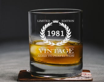 Personalizado GRABADO PINTA Vidrio Copa De Vino Whisky Vidrio Cumpleaños 40TH 60TH cualquier