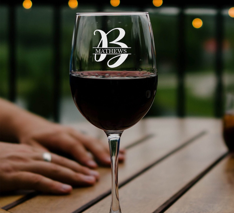 Etched Wine Glasses Personalized Stemmed Wine Glasses Etsy