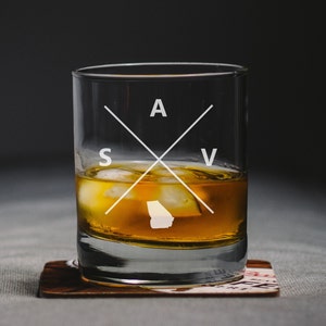 Savannah Georgia Whiskey Glass, Savannah Rocks Glass, Savannah Gift, Savannah Georgia, SAV Savannah Glass