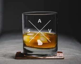 Savannah Georgia Whiskey Glass, Savannah Rocks Glass, Savannah Gift, Savannah Georgia, SAV Savannah Glass