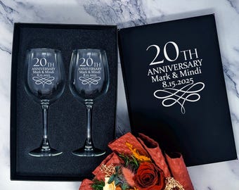 Gift For Anniversary, Couples Wine Glass Set, Engraved Couples Glasses, Anniversary Wine Glasses for Toasting