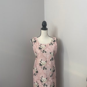 Pink Rose Cotton Canvas Apron: Cross Back Full Coverage