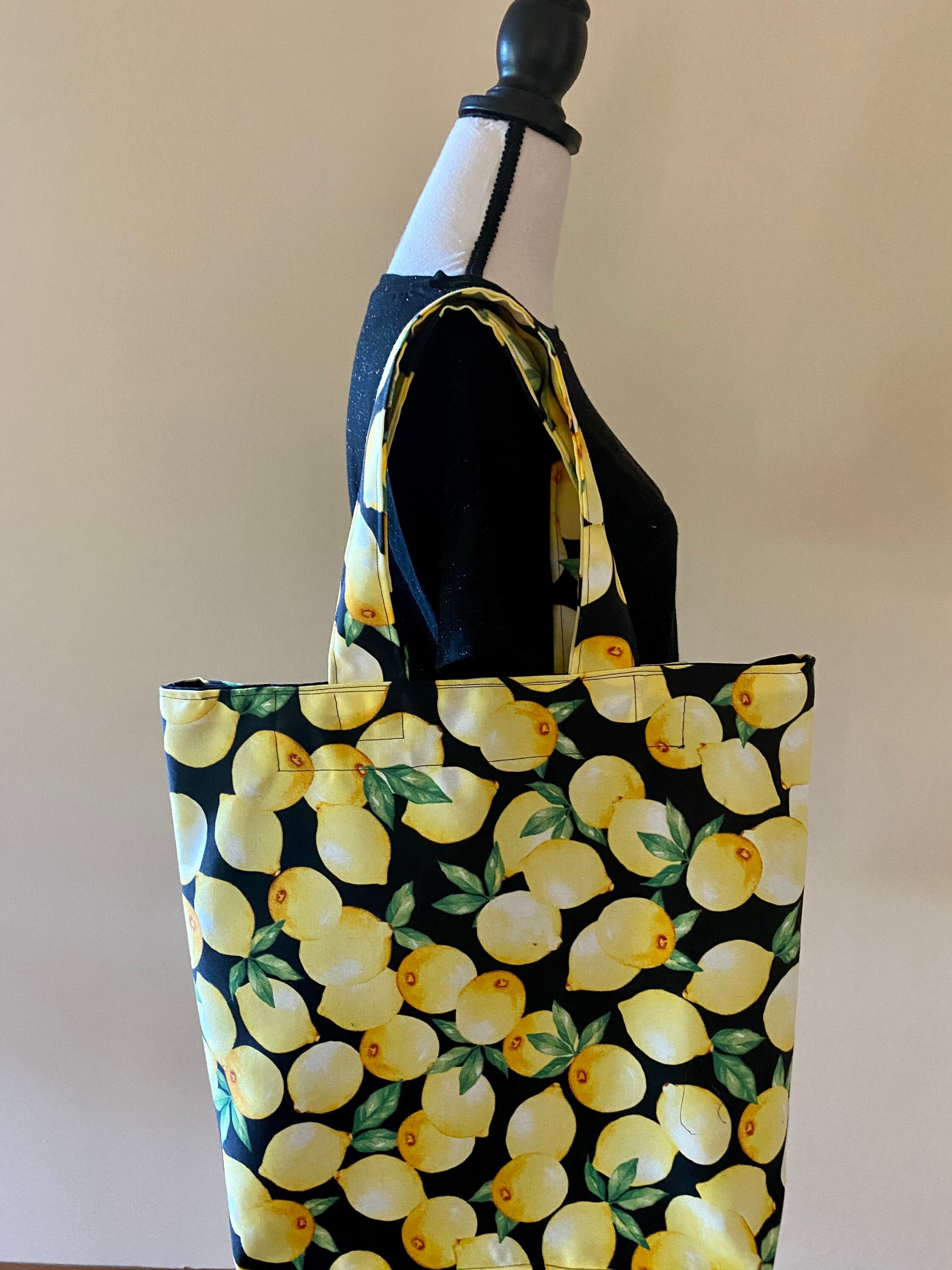 Lemon tote bag beautiful Large yellow lemons reusable bag | Etsy