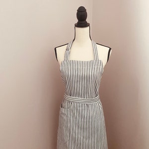 Ticking fabric apron ~ Black and white apron~ striped apron~cotton  apron~ ticking  apron~Mother’s Day gift ~ ladies apron~ women’s apron