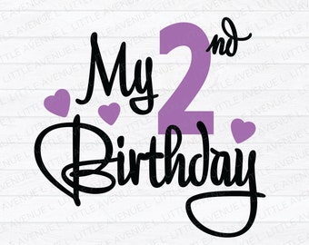 My Second Birthday SVG | Birthday Cut File | Birthday SVG | 2nd Birthday SVG | Happy Birthday | Two Years Old | Two svg