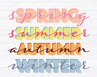 Jahreszeiten SVG | Gestapelt SVG | Frühling svg | Sommer svg | Herbst svg | Winter svg | Aufkleber-Designs | Planer Designs | SVG-Bundle | Sublimation
