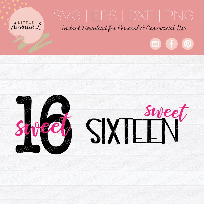 Download Sweet 16 SVG Birthday Cut File Sixteen SVG Happy | Etsy