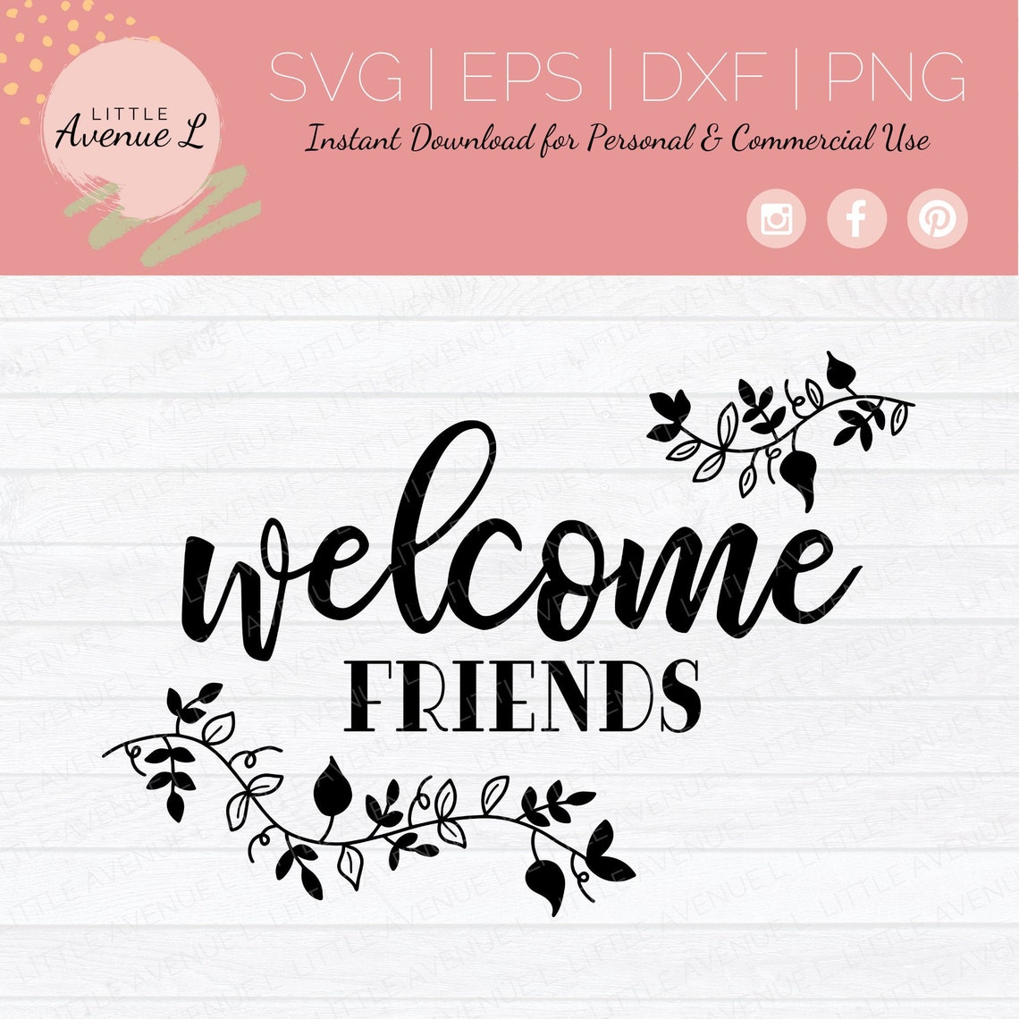 Download Welcome Friends SVG Welcome SVG Hand Drawn Flowers SVG | Etsy