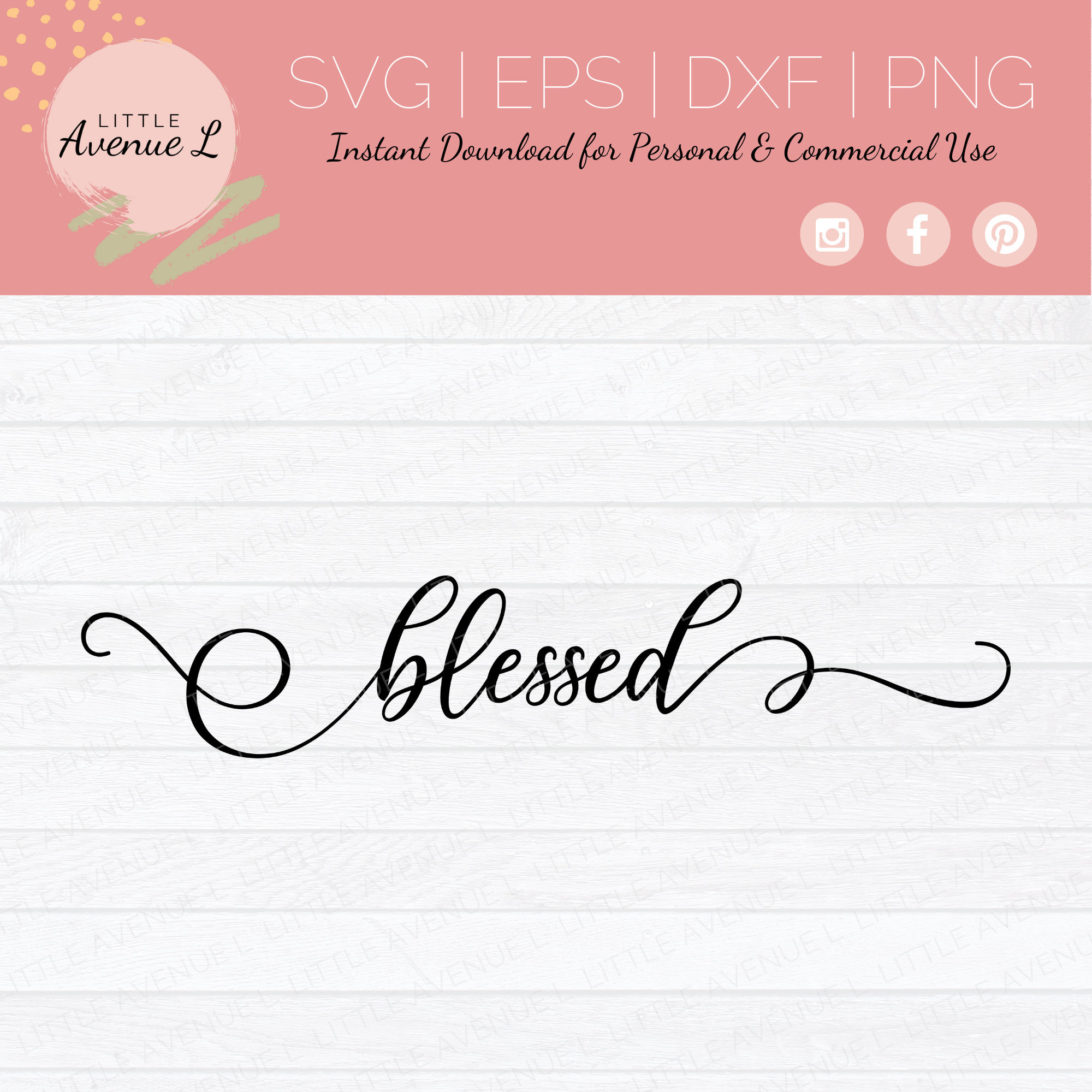 Blessed SVG Blessed Cursive Design Swirly Font Cute | Etsy