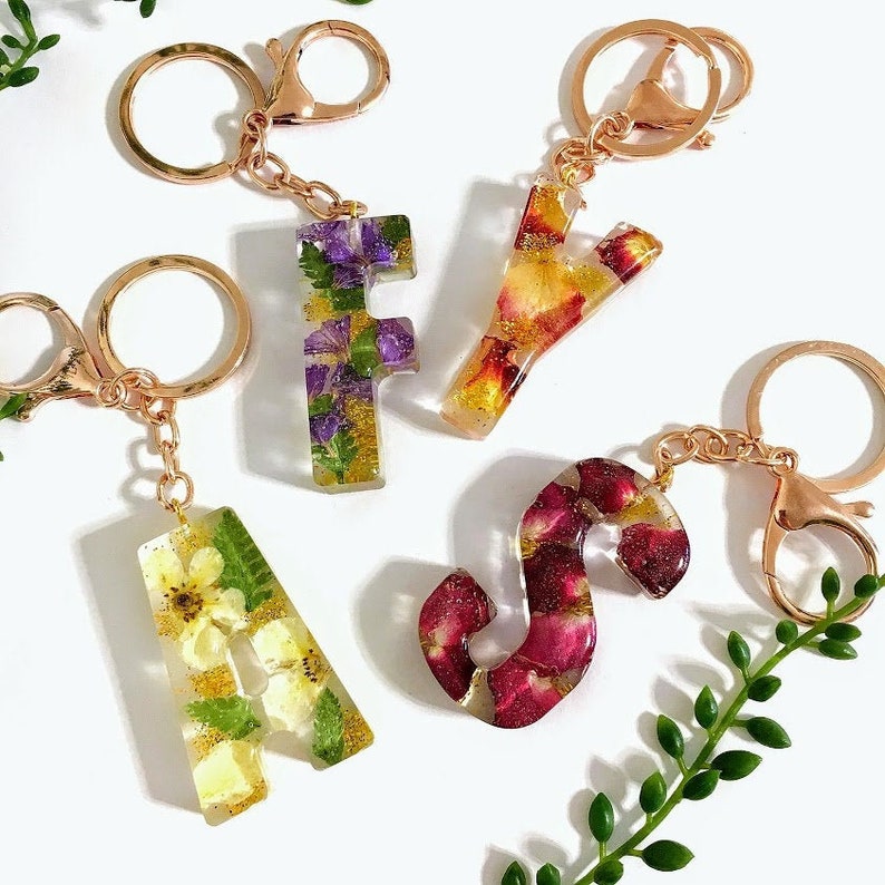Resin keychain initial custom key chains for women sympathy Etsy