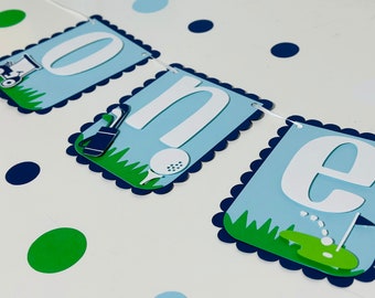 Hole in One First Birthday, Hole in One High Chair Banner, Golf High Chair Banner