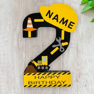 Construction Number Display Birthday Party, Excavator, Construction Party Theme, Construction Number Display, Construction Centerpiece
