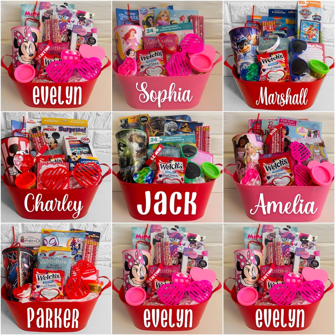 Kids Character Theme Valentine Basket, Kids Valentine Gifts