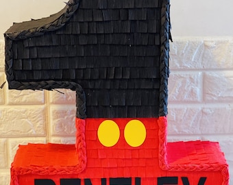Number 1 Piñata Black Red Mouse