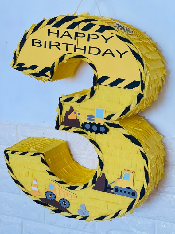 Bulldozer jaune de construction Pinata pour enfants fête d'anniversaire
