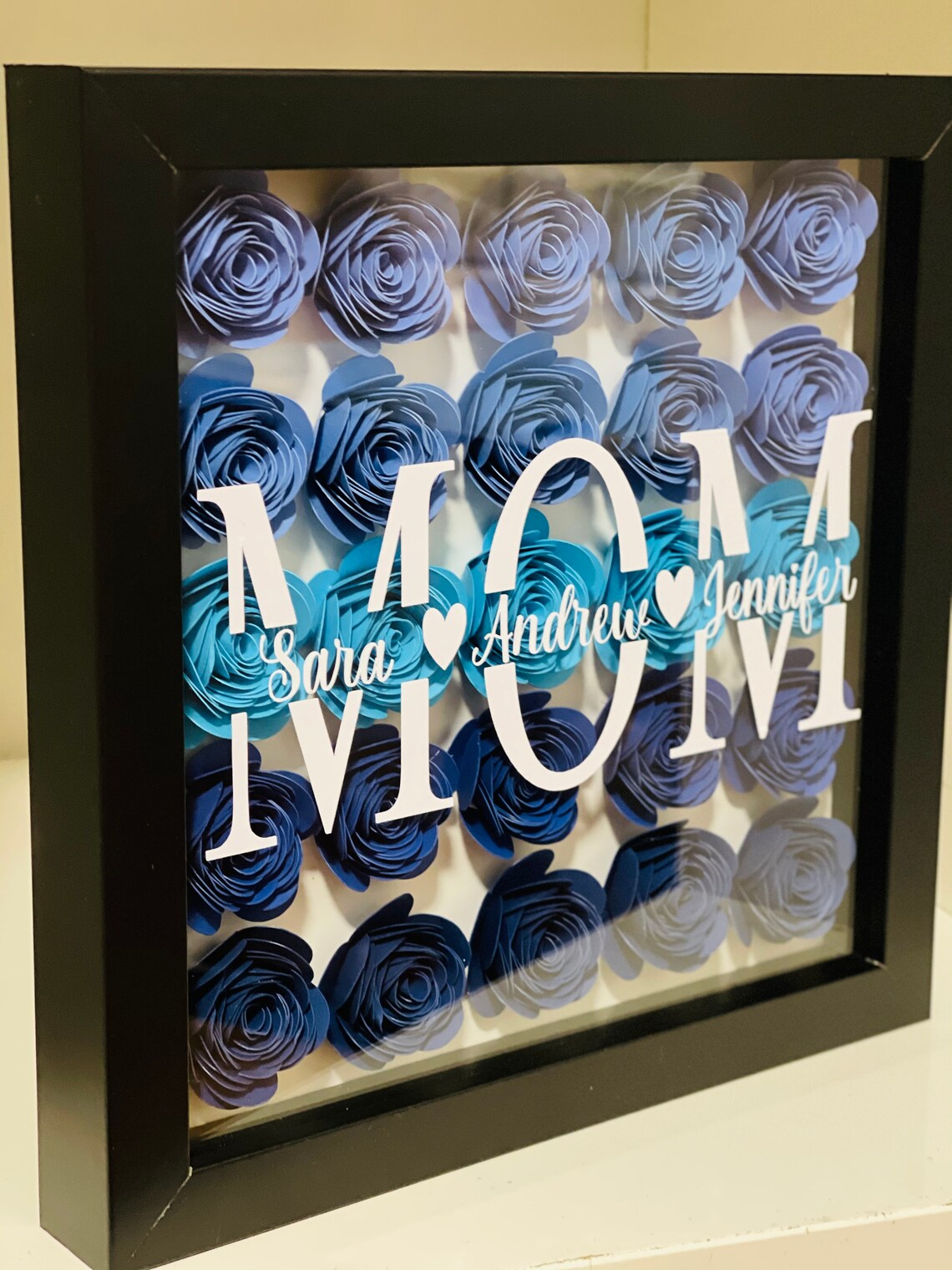 Personalized 8x8 Paper Flower Shadow Box Mothers Day Gift - Etsy