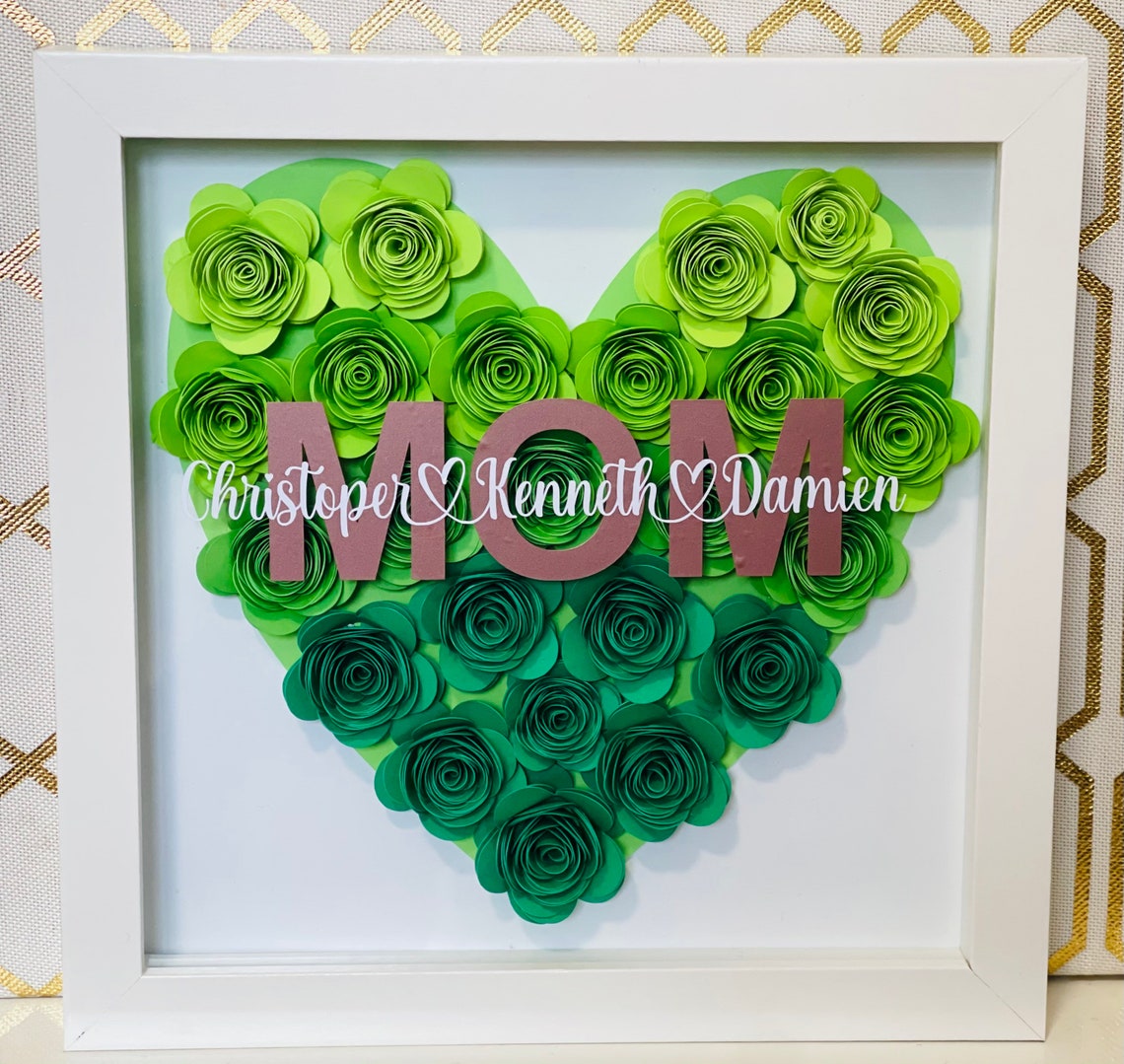 Custom Paper Flower Shadow Box Valentine Gift Heart Shadow Etsy