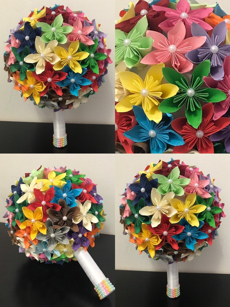 on sale rainbow paper flower bouquet handmade bouquet kusadama flower bouqet origami paper bouquet paper flower bouquets for sale