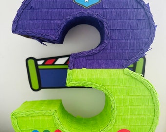 Buzz Lightyear Number 3 Pinata, Handmade Birthday Party Decor