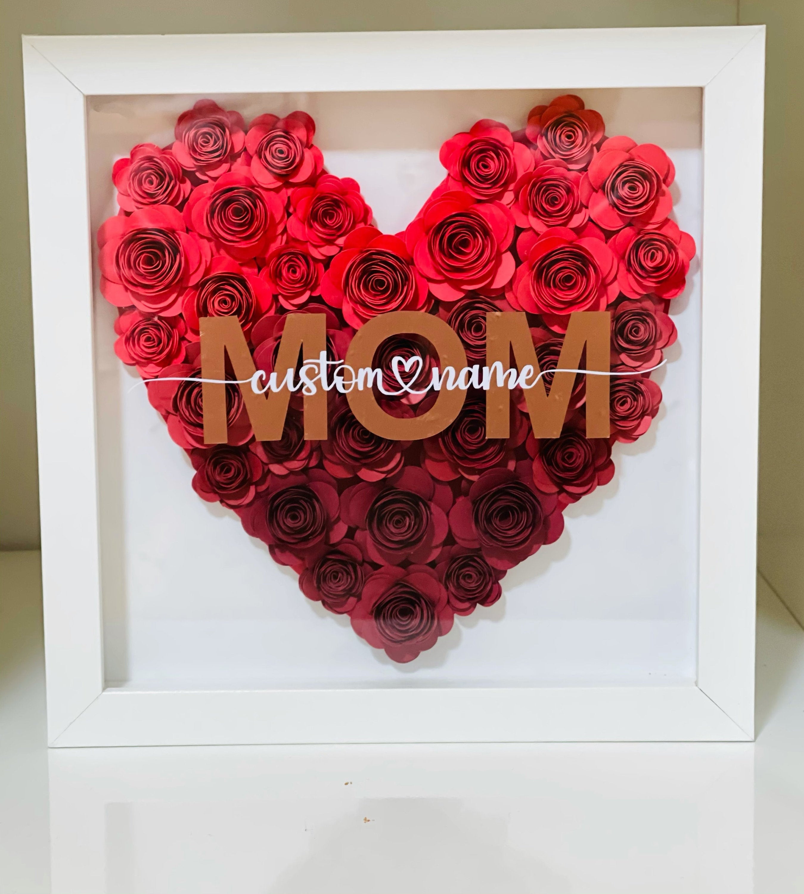 Custom Paper Flower Shadow Box Valentine Gift Heart Shadow Etsy UK