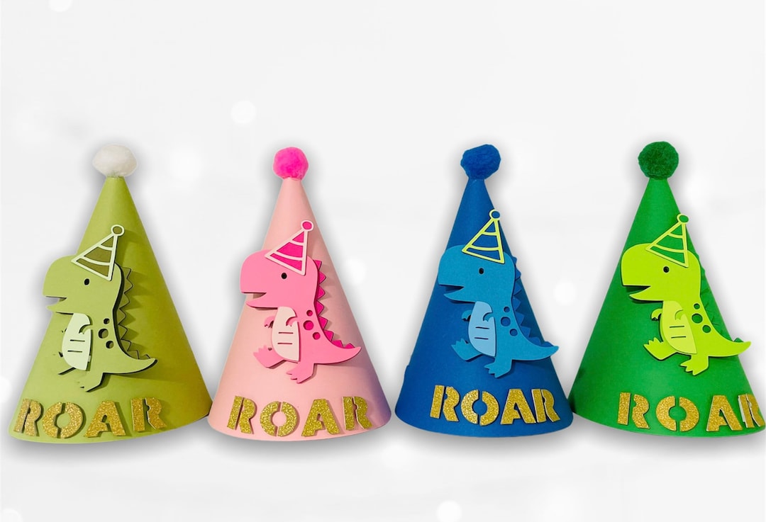 Dinosaur Party Hat
 Dinosaur Personalized Birthday Hat custom Name Birthday Cone Hat