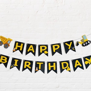 Construction Happy Birthday Banner, Construction Happy Birthday Name Banner, Construction Banner