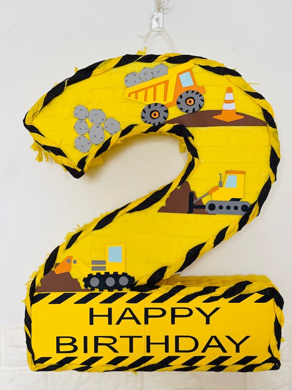 Piñata Camion Benne Ou Pelleteuse – Avec Bandeau, Bâton Et Confettis, Pour Fête D'anniversaire