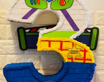 Number 3 Pinata, number 2 pinata, Custom Number Pinata, woody and lightyear pinata