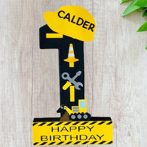 Construction Number Display Birthday Party, Excavator, Construction Party Theme, Construction Number Display, Construction Centerpiece