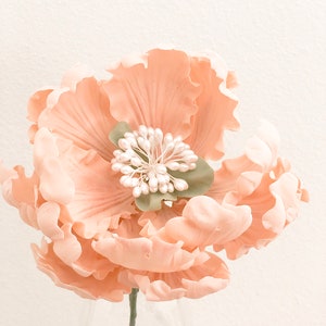 Open peony peachy pink color, handmade made to order edible cake topper wedding cakes sugar flower topper