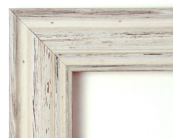 Country White Wash Framed Beveled Mirror