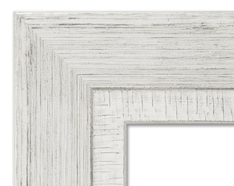 Rustic White Wash Framed Beveled Mirror