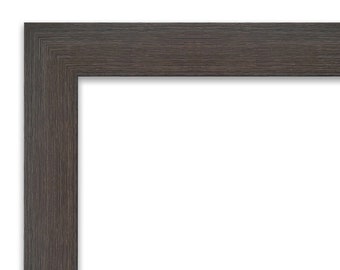 May include: A dark brown wood picture frame with a simple, clean design. The frame has a smooth, slightly textured surface.