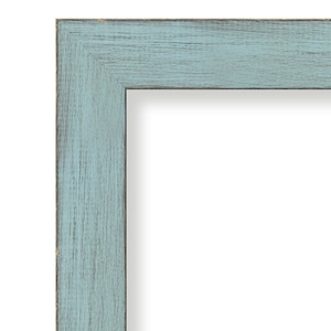 Sky Blue Rustic Framed Beveled Mirror