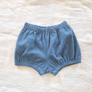 Baby Shorts Bloomers Handmade Gender Neutral Bubble Shorts Heirloom Diaper Cover Picnic Clothing Soft Chambray Bloomers Baby Shower Gift