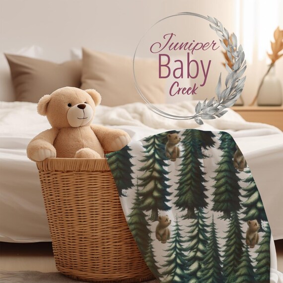 Woodland Baby Blanket Pine Tree Nursery Decor Forest Bedding Gender Neutral Throw Sherpa Fleece Winter Swaddle Newborn Baby Shower Gift Etsy