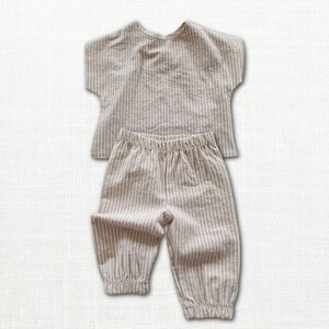 1st Birthday Boy Outfit Set Bundle Striped Linen Cotton Shirt Pants Toddler Boutique Cake Smash 3 6 12 18 24 Months 2T 3T 4T 5T