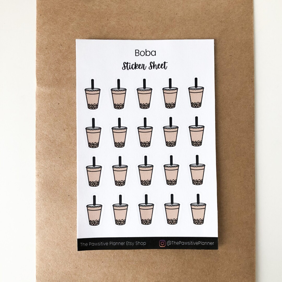 Mini Boba Stickers for Planners, Cute Boba and Sweets Sticker Sheet ...