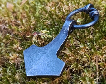 Forged Iron Viking Thor Hammer Norse Heathen Pagan gift Handmade Mjolnir Pendant anniversary