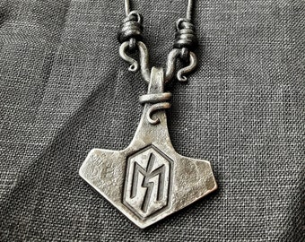 Hand Forged Steel Mini Mjolnir Pendant: Thor's Hammer, Viking Norse Gift